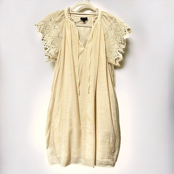 Who What Wear Dresses & Skirts - Who What Wear Women's Shift Dress Size Small Ivory Flutter Sleeve Eyelet Boho